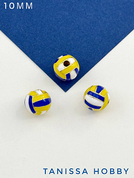 Бусина разделительная волейбольный мяч 10мм, позолота, Ю422