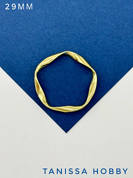 Коннектор витой круг мятый металл цветок 29мм, позолота, А004