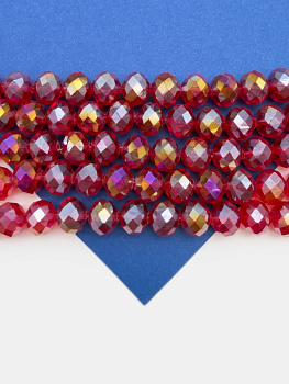 Хрусталь Рондели 10мм, темный красный АВ, 1/2 нити, Х128