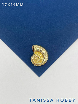 Подвеска бусина ракушка 17х14мм, позолота, Ю807