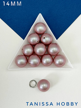 Жемчуг Майорка, полупросверленный, круглый, розовый, 14мм, МА136