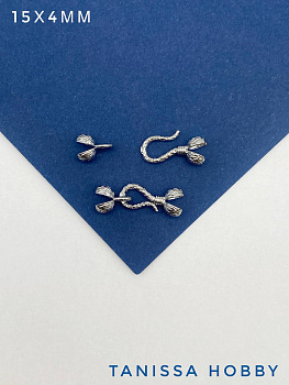 Замочек концевик каллот, карабин крючок, 4мм, родий, Р004