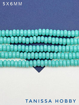Жемчуг Майорка, кукуруза, бирюзовый, 5х6мм, нить, МА182