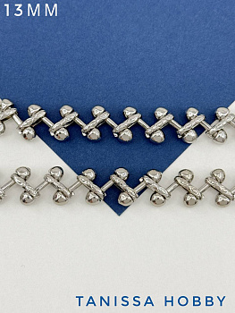 Цепочка зиг-заг, 13мм, 50см, родий, СН029