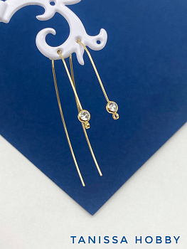 Швензы крючки 45мм с фианитом, позолота, Е236