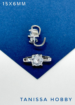 Коннектор разъемный, скоба, с фианитом, родий, К002