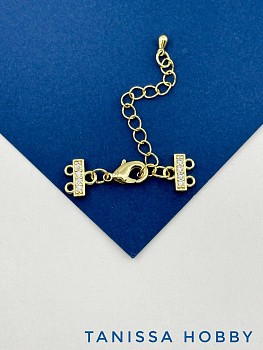 Карабин с коннекторами на 2 нити, позолота, К308