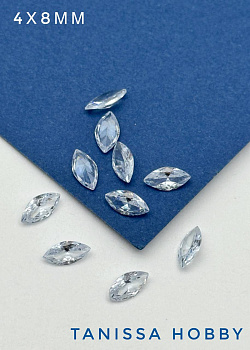 Фианиты цирконы, Наветт, прозрачный, 8х4мм, 10 штук, СТ101