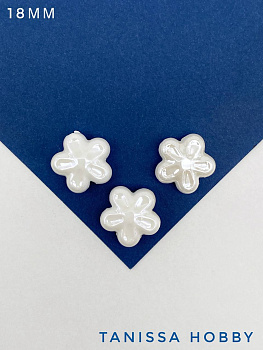 Бусина цветок, керамика, 18мм, белый, штука, П159