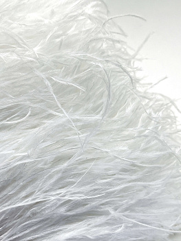 Перья на ленте страусиные белые, 10см, ПЕР001