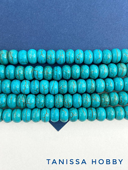 Турквенит, бирюза имитация, бусины кукуруза рондель, 5х8мм, 1/2 нити, Б195