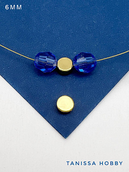 Разделители бусины круг, 6мм, ШТУКА, позолота, Р107