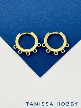 Швензы кольца с петлями 15мм, французский замок, позолота, 112