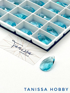Подвеска кристалл капля, Aquamarine, 16мм, Tanissa Crystals, СТ373