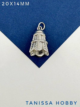 Подвеска воланчик бадминтон 20х14мм, родий, Ю326