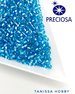 Бисер PRECIOSA 10/0, цвет 67010, голубой, огонек, 5гр. PR022