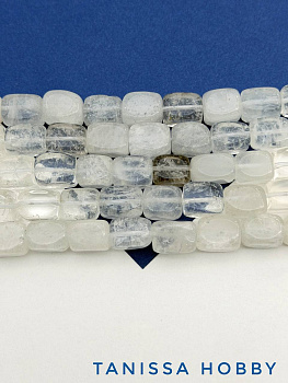 Микс горный хрусталь и кварц бусины прямоугольные, 13х10мм, нить, Б318