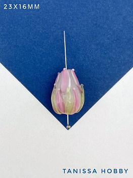 Бусина бутон цветок розы, лэмпворк, 23х16мм, штука, Х246