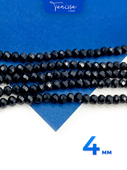 Хрусталь Рондели 4мм, черный, 5 нитей. ОПТ123
