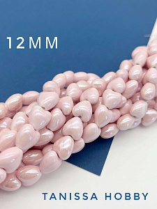 Бусина нежно-розовая фарфоровое сердце, 12мм, ШТУКА, П118