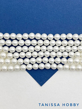 Жемчуг Майорка, круглый, белый радужный матовый, 6мм, нить, МА005