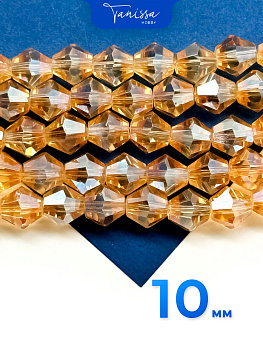 Хрусталь Биконусы 10мм, золото топаз АВ, нить, Х180