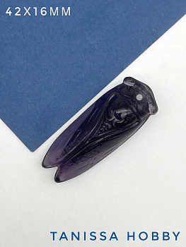 Подвеска цикада, 42х16мм, аметист, Б333