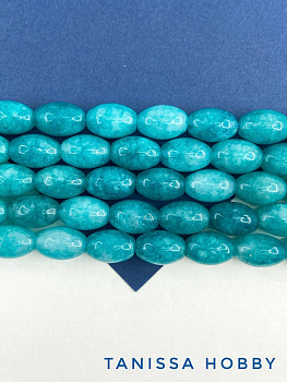 Халцедон голубой, бусины овал рис, 12х8мм, 1/2 нити, Б151
