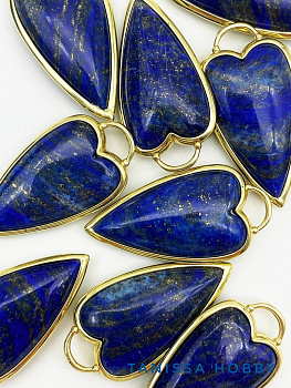 Подвеска вытянутое сердце лазурит, позолота, Б331