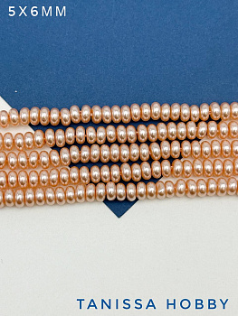 Жемчуг Майорка, кукуруза, розовый, 5х6мм, нить, МА178