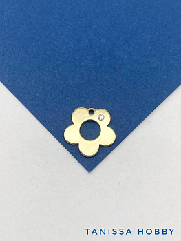 Подвеска цветок с фианитом, 15мм, позолота, Д519