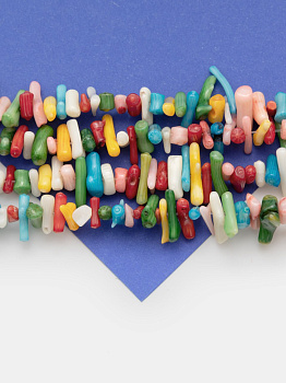 Коралловые бусины коралл иголки, галтовка, цветной микс, 5-13мм, 1/2 нити, ПМ205