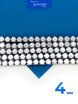 Гематин гематит бусины куб квадрат огранка ромб 4мм, нить, ГТ069