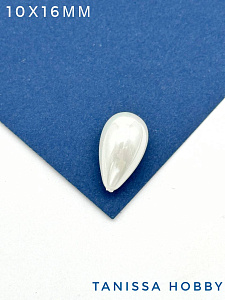Жемчуг Майорка, полупросверленный, капля, белый, 10х16мм, МА052
