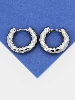 Швензы конго кольца, принт змея, мятый металл, 20мм, родий, 937