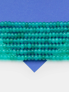 Кварц тонированный, бусины кукуруза рондели, бирюзовый, 4х7мм, 1/2 нити, Б367