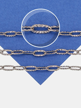 Цепочка якорная овалы, 8х4мм, сталь, 50см, Ч848