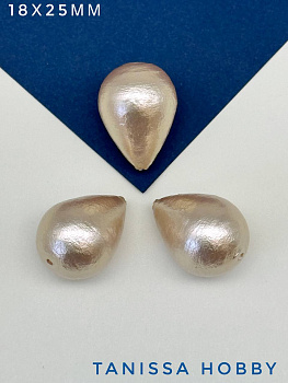 Хлопковый жемчуг, капля 18х25мм, розовый пудровый. Япония. ЖХ59