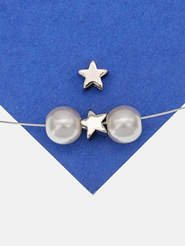 Бусина разделительная звезда, 5мм, родий, ШТУКА, С817