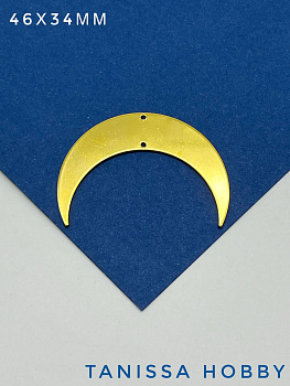 Коннектор лунница, 2 отверстия, 46х34мм, позолота, ЛС026