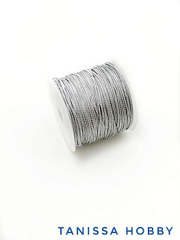 Нить для жемчуга и камней, №12 - 0,8мм, серебро металлик, люрекс, катушка 24м, Ц121