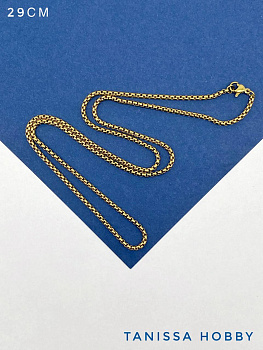 Цепочка якорная с карабином 29см, сталь, позолота, Ш312