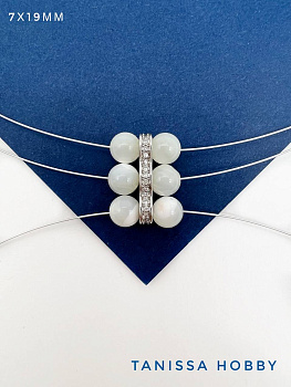 Разделитель для многорядного колье на 3 нити, родий, А230