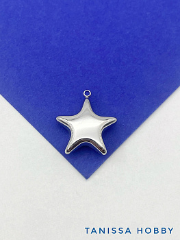 Подвеска объемная звезда, 21мм, сталь, Ш414