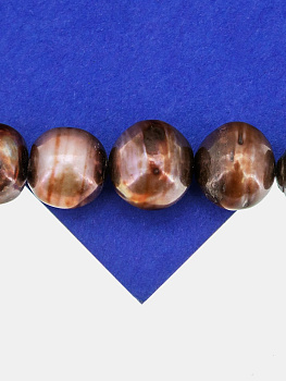 Жемчуг натуральный культивированный, круглый, шоколадный градиент, 10-11мм, А, нить, Ж220