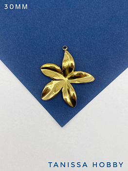 Подвеска гавайский  цветок, магнолия, 30мм, сталь, позолота, Ш235