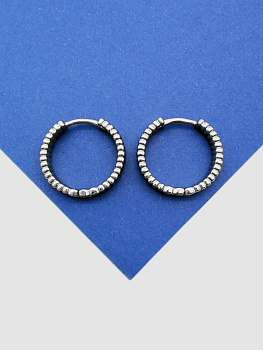 Швензы кольца конго ребристые, 19мм, родий, 970