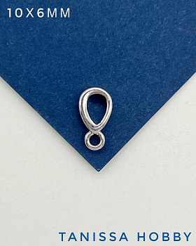 Бейл неразъемный 10х6мм, родий, М413