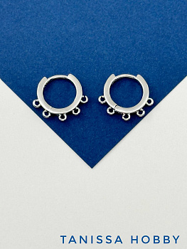 Швензы кольца с петлями 15мм, французский замок, родий, 106