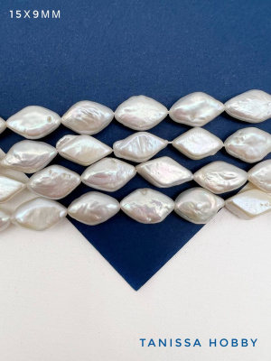 Жемчуг натуральный ромб, 15х9мм, штука, Ж002